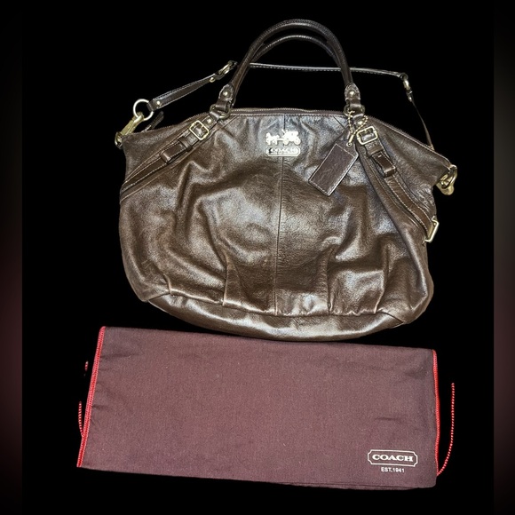 COACH Madison Sophia Chocolate Brown Hobo Purse with Bag cover - Picture 1 of 13
